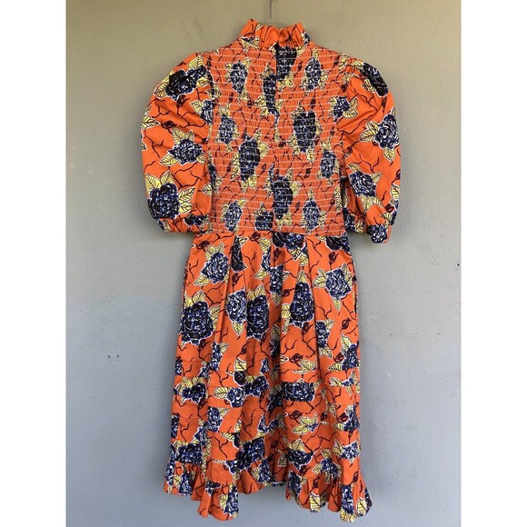 Autumn Adeigbo Dress Women 4 Smocked Floral Puff Sleeve Ruffle Boho Cottage Core - Picture 9 of 16